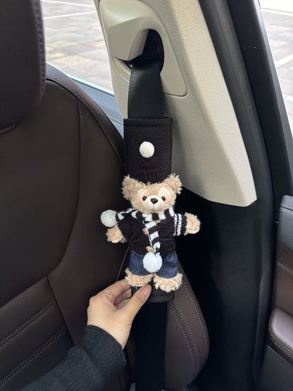 Sunset Bear Car Seat Belt Décor – A Whimsical Plush Accent for Your Ride