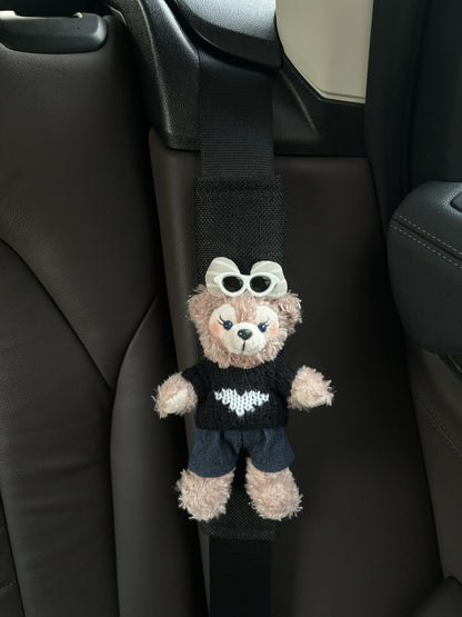 Sunset Bear Car Seat Belt Décor – A Whimsical Plush Accent for Your Ride