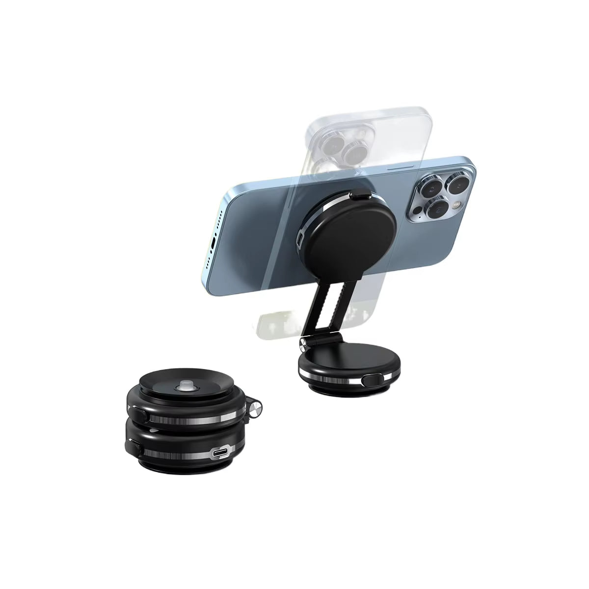 Car Mobile Phone Holder with 360° Rotation &amp; Dual Suction Charger Holder