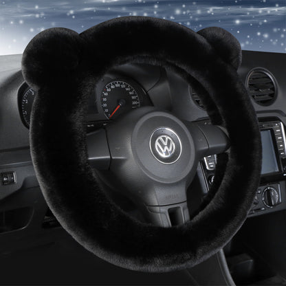 Cute Winter Plush Car Steering Wheel Cover – Cozy &amp; Universal for D-Shaped Wheels