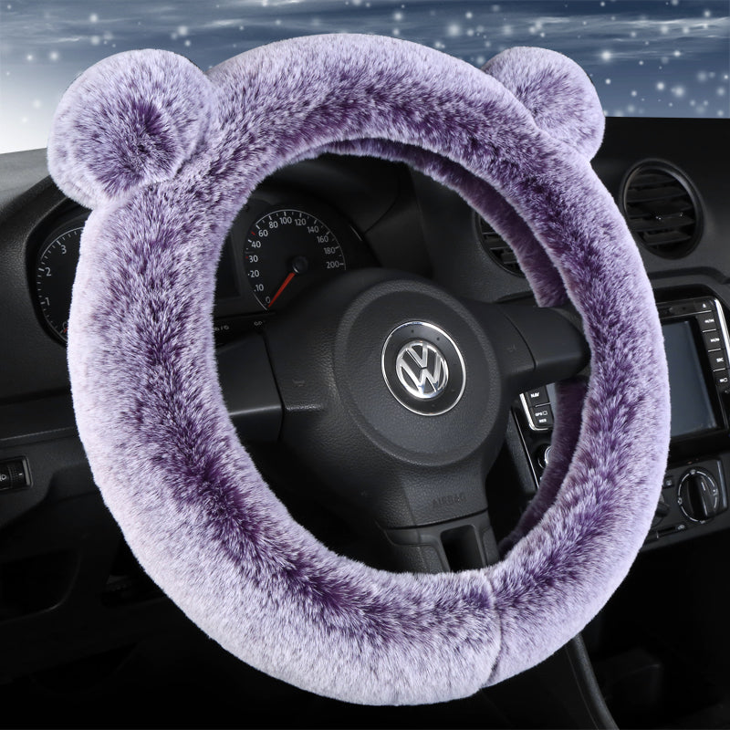 Cute Winter Plush Car Steering Wheel Cover – Cozy &amp; Universal for D-Shaped Wheels