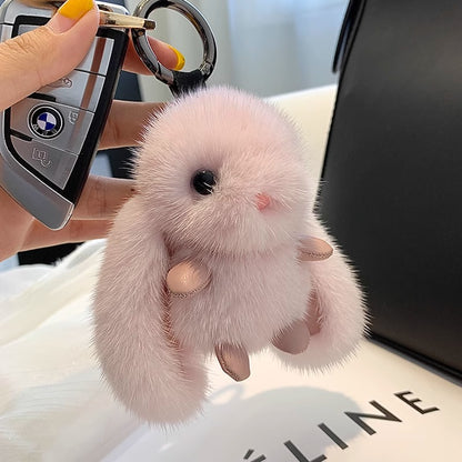 Plush Rabbit Bag Pendant – Imitation Mink Fur Car Keychain Accessory