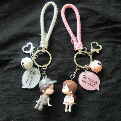 Valentine's Day Dolls Fashionable Couple Keychains – Cute Girlish Creative Cartoon Bag Pendant