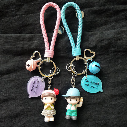 Valentine's Day Dolls Fashionable Couple Keychains – Cute Girlish Creative Cartoon Bag Pendant