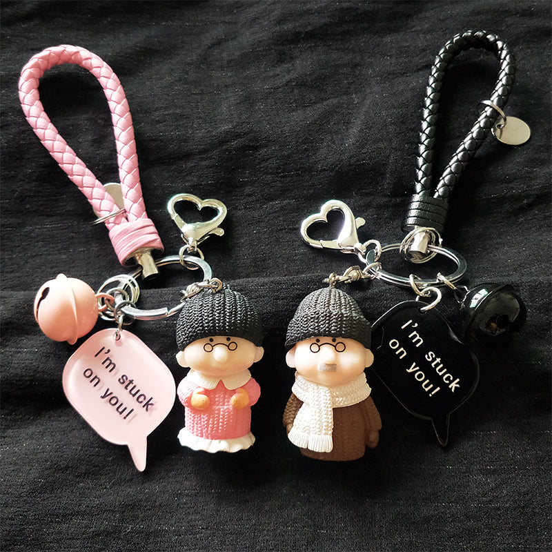 Valentine's Day Dolls Fashionable Couple Keychains – Cute Girlish Creative Cartoon Bag Pendant