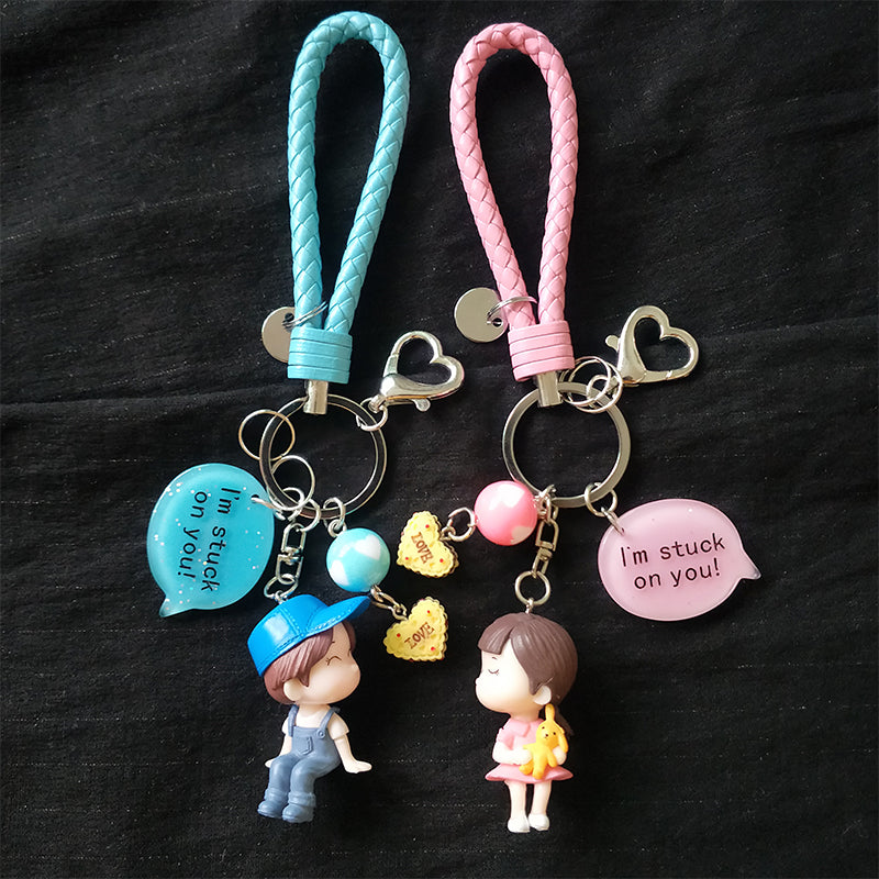 Valentine's Day Dolls Fashionable Couple Keychains – Cute Girlish Creative Cartoon Bag Pendant