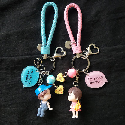 Valentine's Day Dolls Fashionable Couple Keychains – Cute Girlish Creative Cartoon Bag Pendant