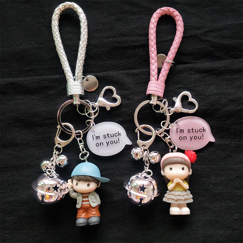 Valentine's Day Dolls Fashionable Couple Keychains – Cute Girlish Creative Cartoon Bag Pendant